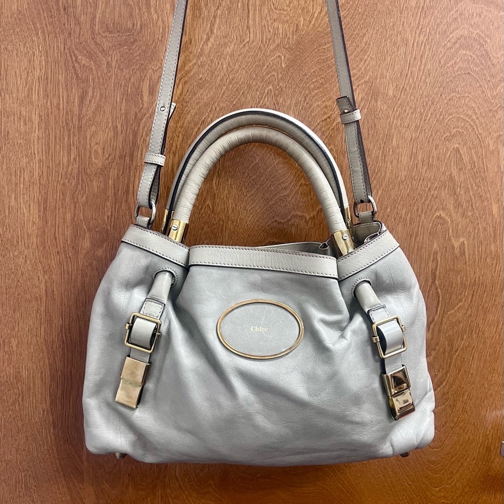 Chloe Victoria Gray Leather 2ways Handbag